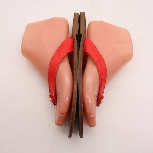 Tory Burch Thora Women's Size 7 M Red Patent Leather Flip Flop Flat Sandals - Picture 8 of 11